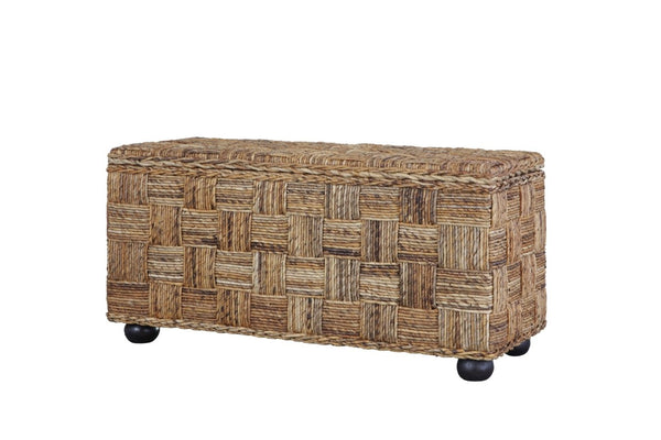 English Elm 42 Inch Handwoven Rattan Lift Top Storage Trunk with Solid Mahogany Frame for Living Rooms B2772P519191