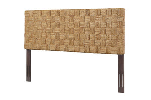 English Elm King Basketweave Rattan Headboard Solid Mahogany Frame Adjustable Height Coastal Bedroom B2772P519192