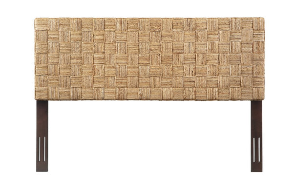 English Elm King Basketweave Rattan Headboard Solid Mahogany Frame Adjustable Height Coastal Bedroom B2772P519192