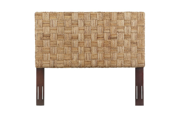 English Elm Queen Basketweave Rattan Headboard Solid Mahogany Frame Adjustable Coastal Bedroom B2772P519193