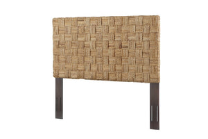 English Elm Queen Basketweave Rattan Headboard Solid Mahogany Frame Adjustable Coastal Bedroom B2772P519193