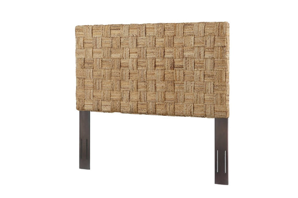 English Elm Queen Basketweave Rattan Headboard Solid Mahogany Frame Adjustable Coastal Bedroom B2772P519193