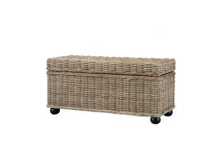 English Elm 42 Inch Handwoven Kubu Rattan Mahogany Lift Top Storage Trunk for Living Bedroom B2772P519196