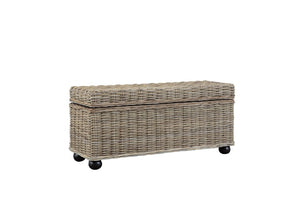 English Elm 42 Inch Handwoven Kubu Rattan Mahogany Lift Top Storage Trunk for Living Bedroom B2772P519196
