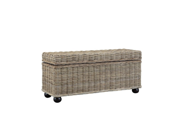 English Elm 42 Inch Handwoven Kubu Rattan Mahogany Lift Top Storage Trunk for Living Bedroom B2772P519196