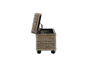 English Elm 42 Inch Handwoven Kubu Rattan Mahogany Lift Top Storage Trunk for Living Bedroom B2772P519196