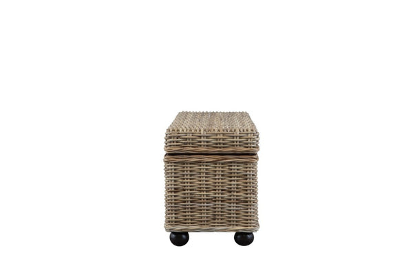 English Elm 42 Inch Handwoven Kubu Rattan Mahogany Lift Top Storage Trunk for Living Bedroom B2772P519196
