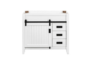 English Elm 36 Inch Farmhouse Bathroom Vanity Base Solid Wood Barn Door Three Drawer Storage B2772P525581