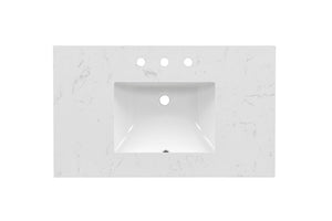 English Elm 37 Inch Engineered Stone Undermount Sink Vanity with Barn Door and Three Drawers B2772P525582