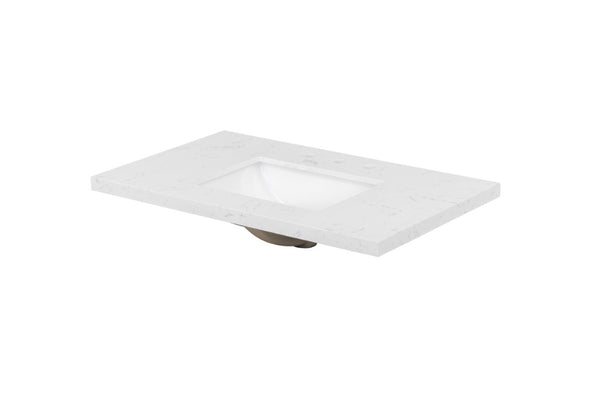 English Elm 37 Inch Engineered Stone Undermount Sink Vanity with Barn Door and Three Drawers B2772P525582