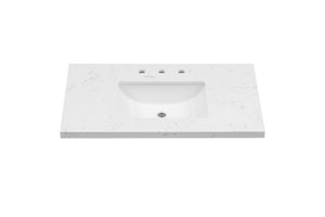 English Elm 37 Inch Engineered Stone Undermount Sink Vanity with Barn Door and Three Drawers B2772P525582