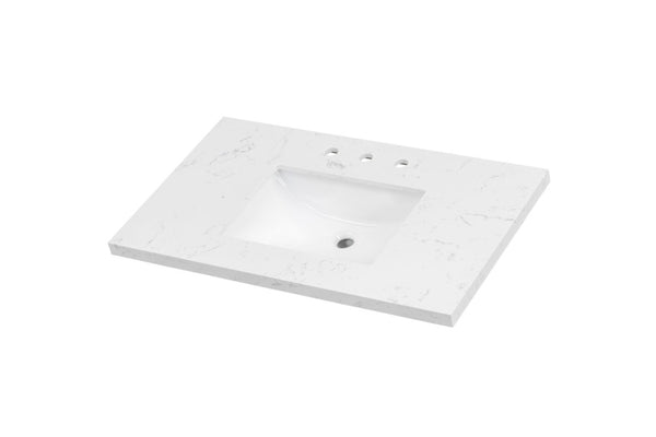 English Elm 37 Inch Engineered Stone Undermount Sink Vanity with Barn Door and Three Drawers B2772P525582