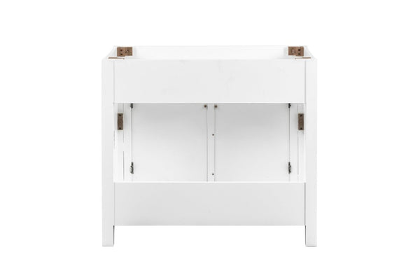 English Elm 36 Inch Solid Wood Bathroom Vanity with Engineered Stone Top and Soft Close Doors B2772P525583