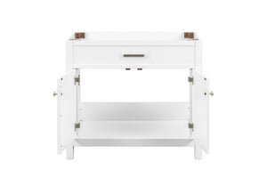 English Elm 36 Inch Solid Wood Bathroom Vanity with Engineered Stone Top and Soft Close Doors B2772P525583
