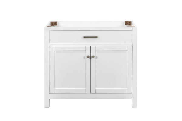 English Elm 36 Inch Solid Wood Bathroom Vanity with Engineered Stone Top and Soft Close Doors B2772P525583