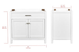 English Elm 36 Inch Solid Wood Bathroom Vanity with Engineered Stone Top and Soft Close Doors B2772P525583