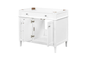 English Elm 36 Inch Solid Wood Bathroom Vanity Base with Soft Close Drawers and Cabinet Storage B2772P525584