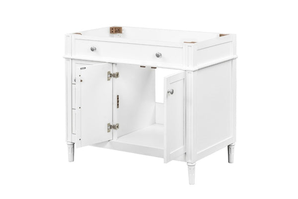 English Elm 36 Inch Solid Wood Bathroom Vanity Base with Soft Close Drawers and Cabinet Storage B2772P525584