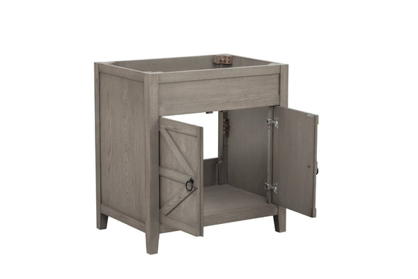 English Elm 30 Inch Bathroom Vanity Base Solid Wood Raised Panel Soft Close Cabinet Storage B2772P525586