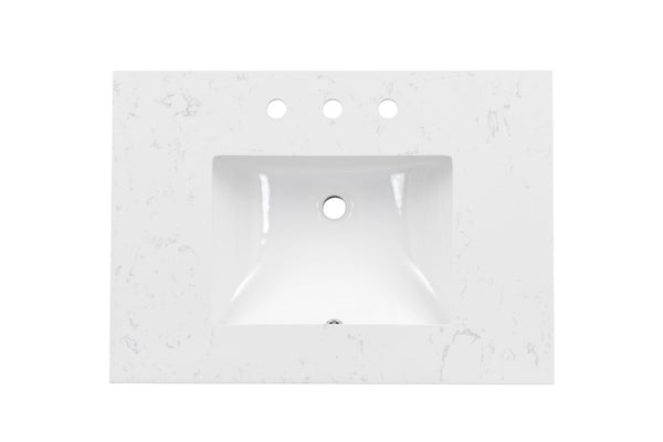 English Elm 31 Inch Quartz Bathroom Vanity with Undermount Sink Solid Wood Base Soft Close B2772P525587