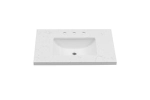 English Elm 31 Inch Quartz Bathroom Vanity with Undermount Sink Solid Wood Base Soft Close B2772P525587