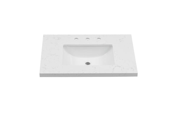English Elm 31 Inch Quartz Bathroom Vanity with Undermount Sink Solid Wood Base Soft Close B2772P525587
