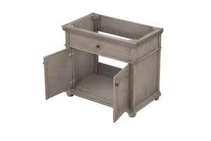 English Elm 36 Inch Bathroom Vanity Base with Dentil Moulding Solid Wood Traditional Cabinet B2772P525588