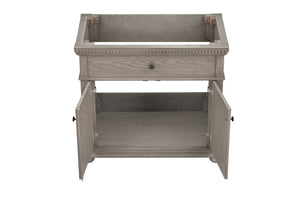 English Elm 36 Inch Bathroom Vanity Base with Dentil Moulding Solid Wood Traditional Cabinet B2772P525588