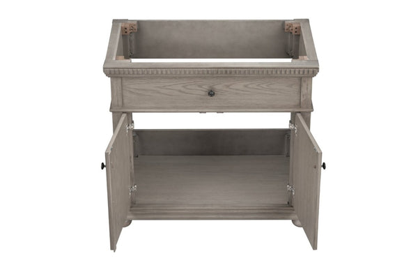 English Elm 36 Inch Bathroom Vanity Base with Dentil Moulding Solid Wood Traditional Cabinet B2772P525588