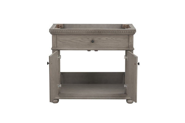 English Elm 36 Inch Bathroom Vanity Base with Dentil Moulding Solid Wood Traditional Cabinet B2772P525588