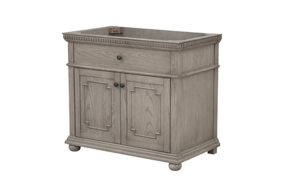 English Elm 36 Inch Bathroom Vanity Base with Dentil Moulding Solid Wood Traditional Cabinet B2772P525588
