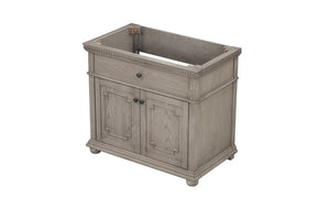 English Elm 36 Inch Bathroom Vanity Base with Dentil Moulding Solid Wood Traditional Cabinet B2772P525588