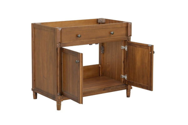 English Elm 36 Inch Bathroom Vanity with Solid Wood Cabinet Engineered Stone Top and Undermount Sink B2772P525589