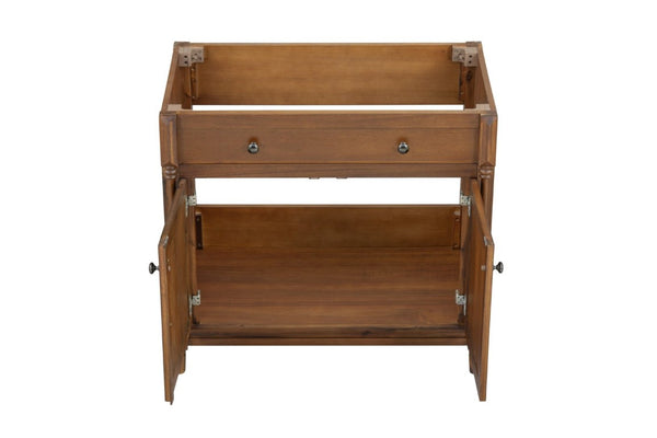 English Elm 36 Inch Bathroom Vanity with Solid Wood Cabinet Engineered Stone Top and Undermount Sink B2772P525589