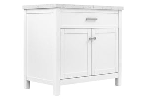 English Elm 37 Inch Solid Wood Bathroom Vanity with Stone Countertop and Undermount Sink Storage B2772S00002