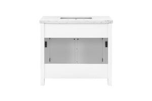 English Elm 37 Inch Solid Wood Bathroom Vanity with Stone Countertop and Undermount Sink Storage B2772S00002