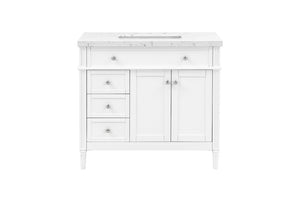 English Elm 37 Inch Bathroom Vanity Solid Wood Cabinet with Engineered Stone Top and Soft Close Drawers B2772S00003