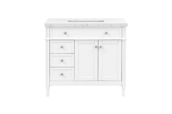 English Elm 37 Inch Bathroom Vanity Solid Wood Cabinet with Engineered Stone Top and Soft Close Drawers B2772S00003