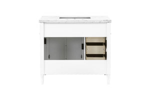 English Elm 37 Inch Bathroom Vanity Solid Wood Cabinet with Engineered Stone Top and Soft Close Drawers B2772S00003