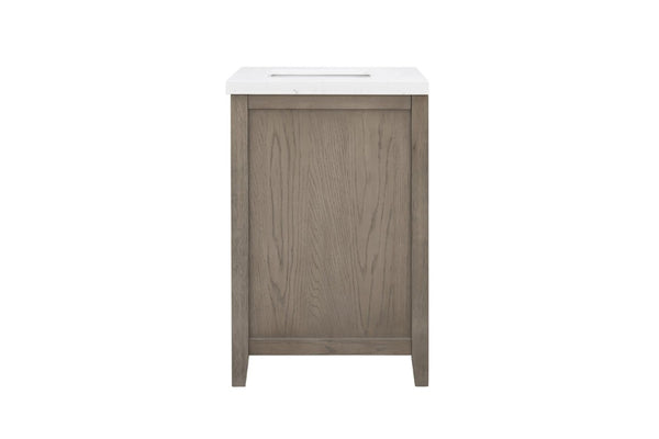 English Elm 31 Inch Bathroom Vanity Solid Wood Base with Engineered Stone Top Soft Close Doors B2772S00004