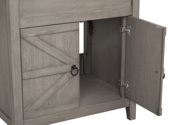 English Elm 31 Inch Bathroom Vanity Solid Wood Base with Engineered Stone Top Soft Close Doors B2772S00004
