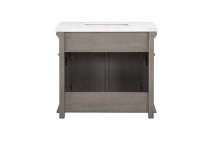 English Elm 37 Inch Bathroom Vanity Solid Wood with Engineered Stone Top and Dentil Moulding B2772S00005