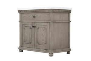 English Elm 37 Inch Bathroom Vanity Solid Wood with Engineered Stone Top and Dentil Moulding B2772S00005