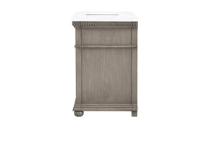 English Elm 37 Inch Bathroom Vanity Solid Wood with Engineered Stone Top and Dentil Moulding B2772S00005