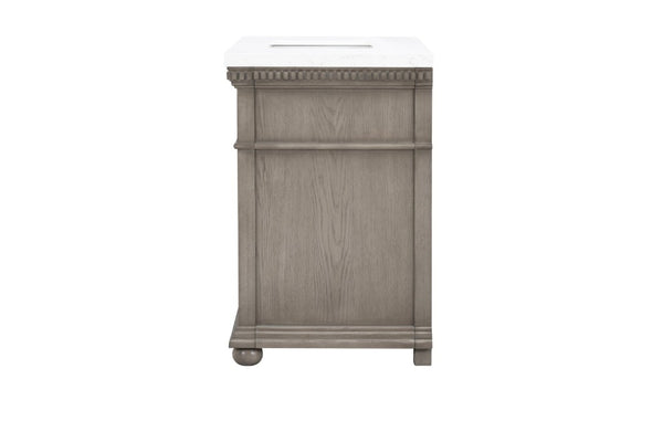 English Elm 37 Inch Bathroom Vanity Solid Wood with Engineered Stone Top and Dentil Moulding B2772S00005