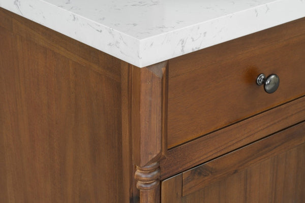 English Elm 37 Inch Bathroom Vanity Solid Wood Base Engineered Stone Top Undermount Sink Included B2772S00006