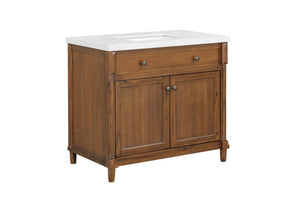 English Elm 37 Inch Bathroom Vanity Solid Wood Base Engineered Stone Top Undermount Sink Included B2772S00006