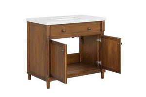 English Elm 37 Inch Bathroom Vanity Solid Wood Base Engineered Stone Top Undermount Sink Included B2772S00006