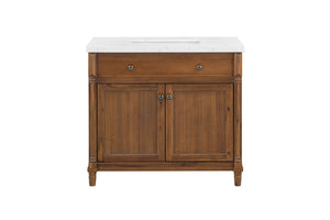 English Elm 37 Inch Bathroom Vanity Solid Wood Base Engineered Stone Top Undermount Sink Included B2772S00006