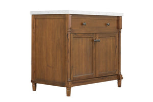 English Elm 37 Inch Bathroom Vanity Solid Wood Base Engineered Stone Top Undermount Sink Included B2772S00006